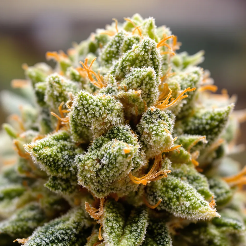 Citrus Sap cannabis bud close-up showing lime-green airy structure