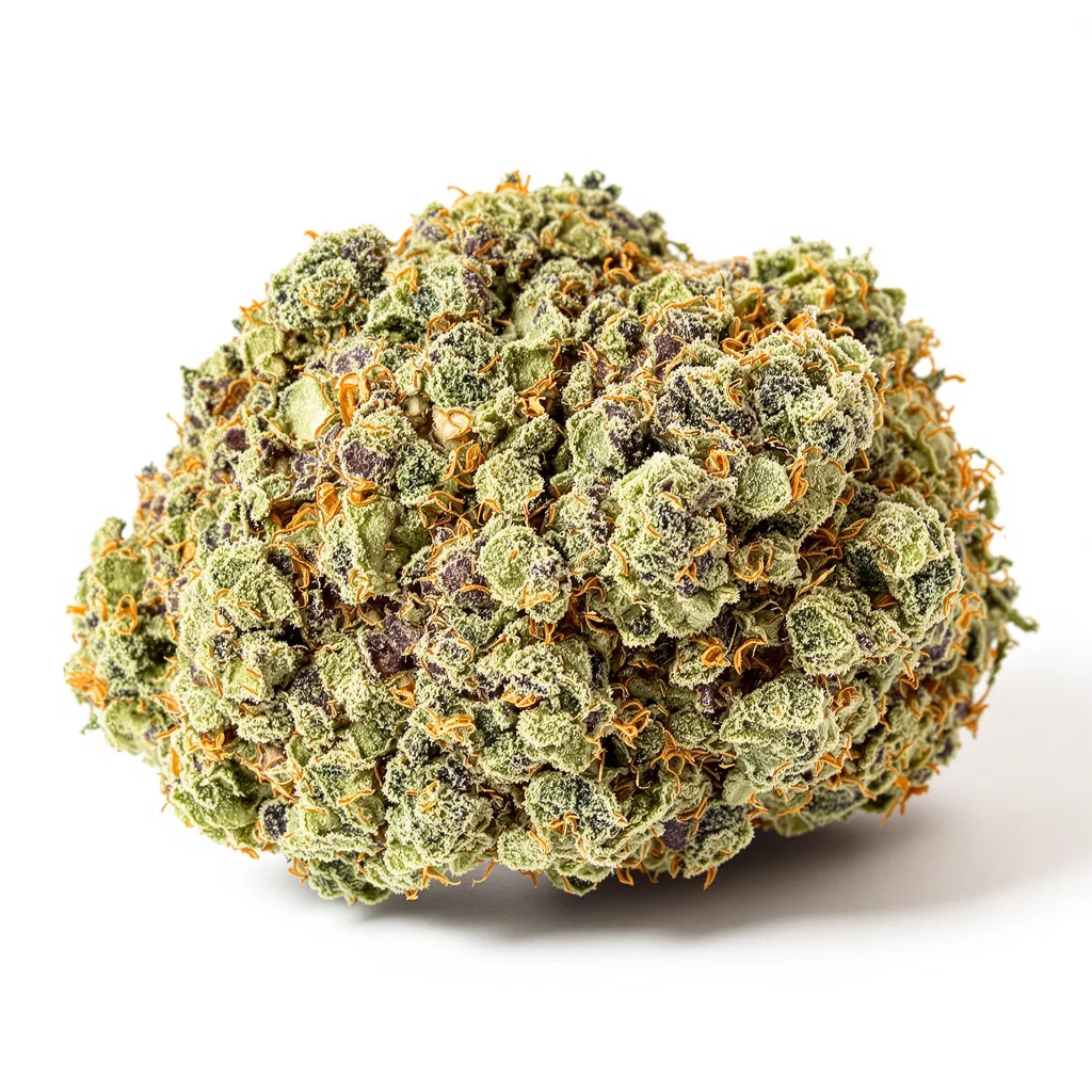 Cookie Wreck 40% indica / 60% sativa flower with visible trichomes