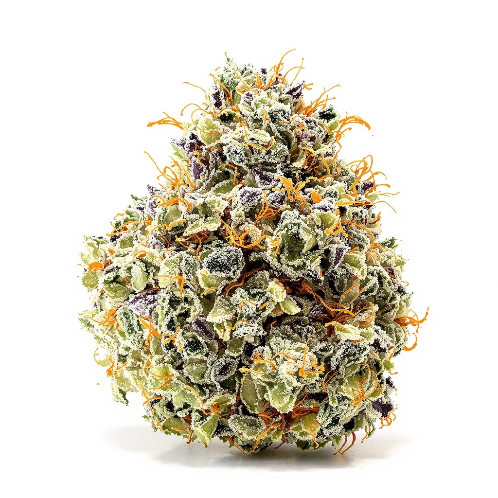 Cookie Wreck 40% indica / 60% sativa flower with visible trichomes
