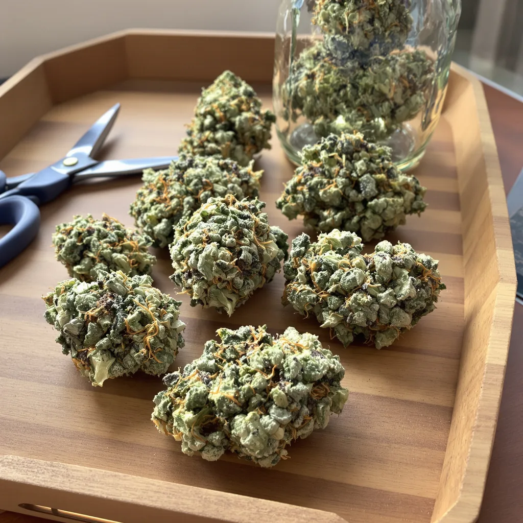 Cookies Gelato 41% indica / 59% sativa flower with visible trichomes