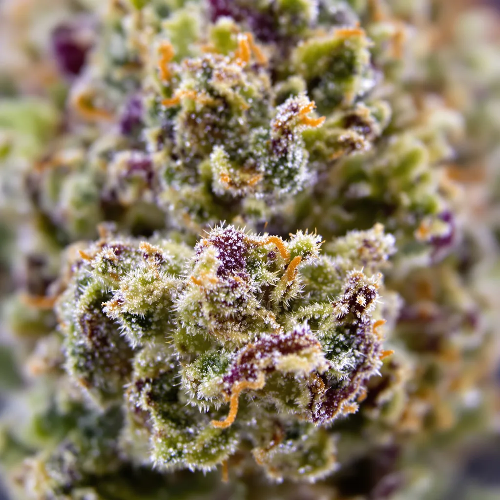 Cookies Gelato cannabis bud close-up showing balanced bud structure with frosted trichomes