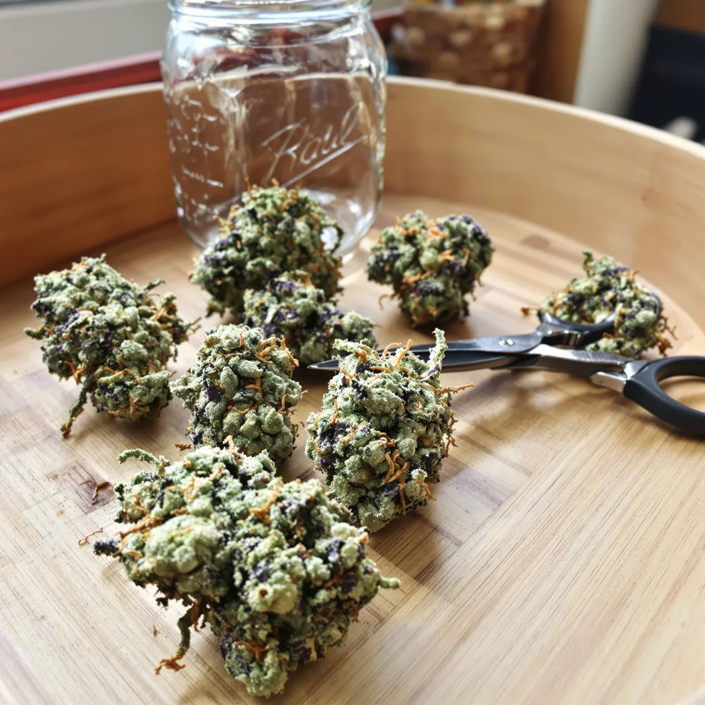 Cotton Candy Kush 50% indica / 50% sativa flower with visible trichomes