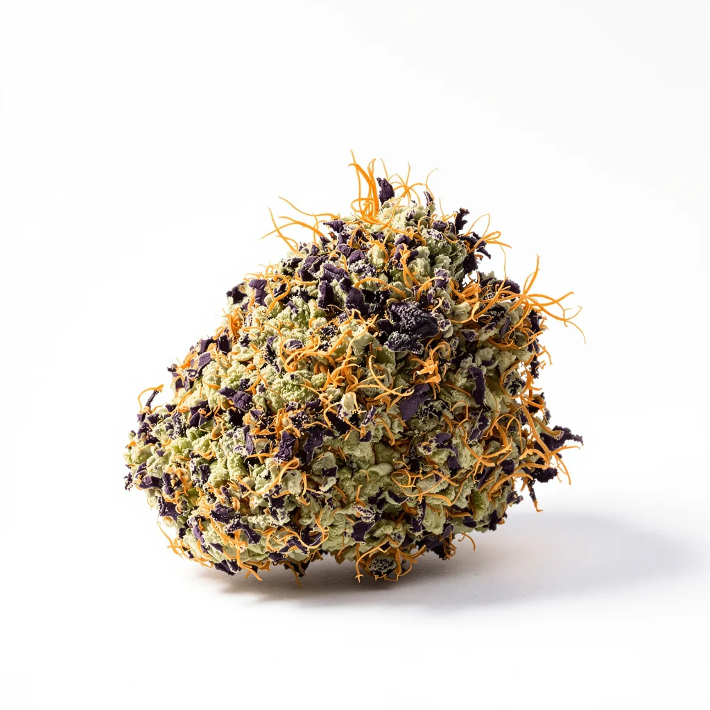 Cowboy Kush 84% indica / 16% sativa flower with visible trichomes