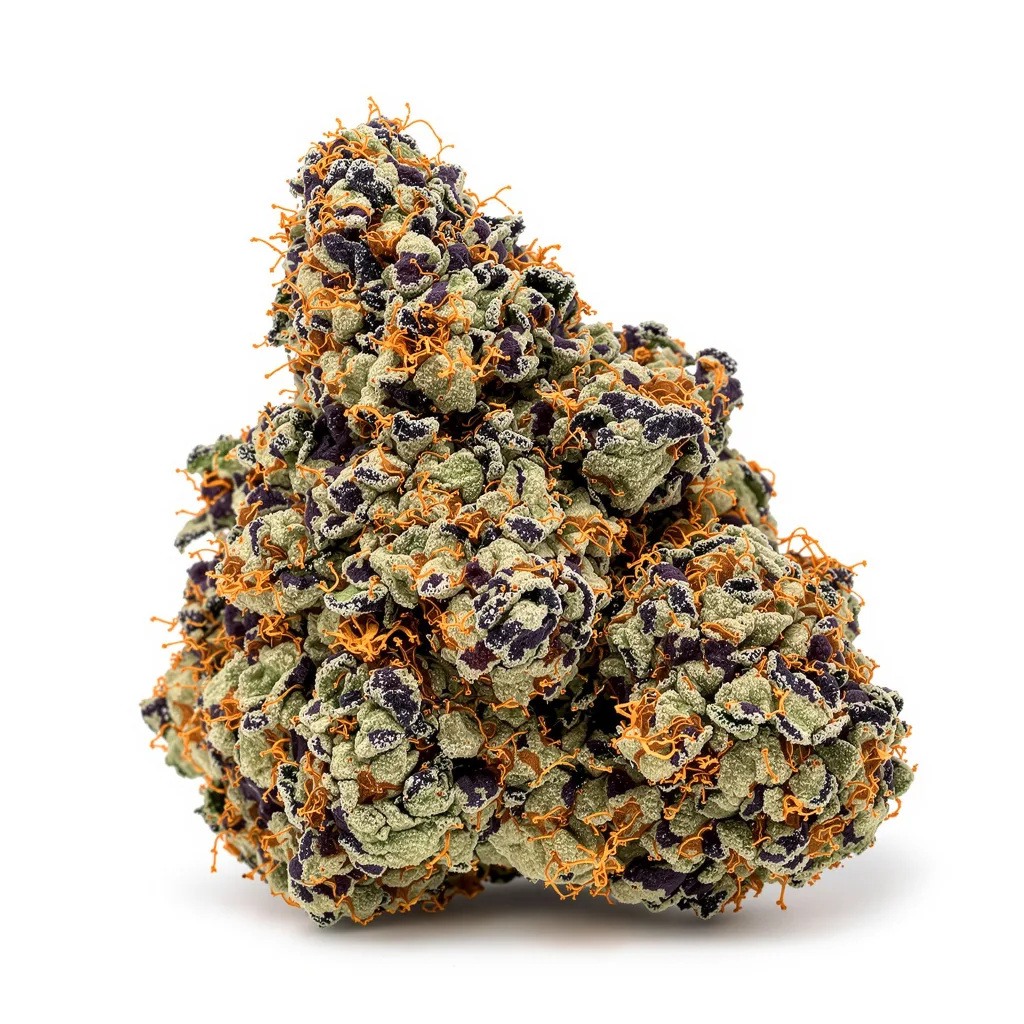 Cream Caramel 87% indica / 13% sativa flower with visible trichomes