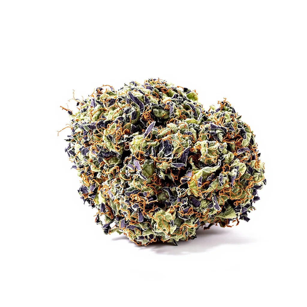 Crosswalker 77% indica / 23% sativa flower with visible trichomes