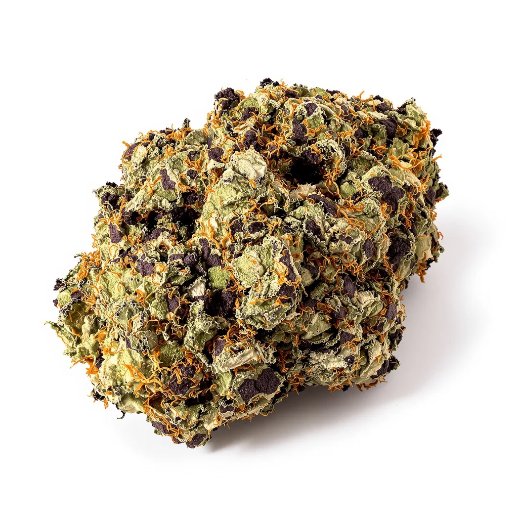 Crystal 66% indica / 34% sativa flower with visible trichomes