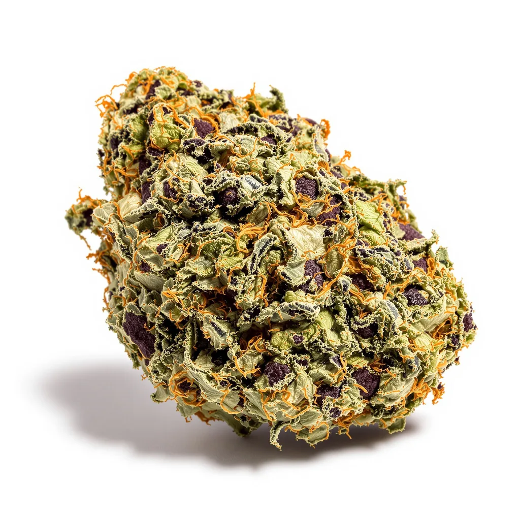 Cuvee 79% indica / 21% sativa flower with visible trichomes