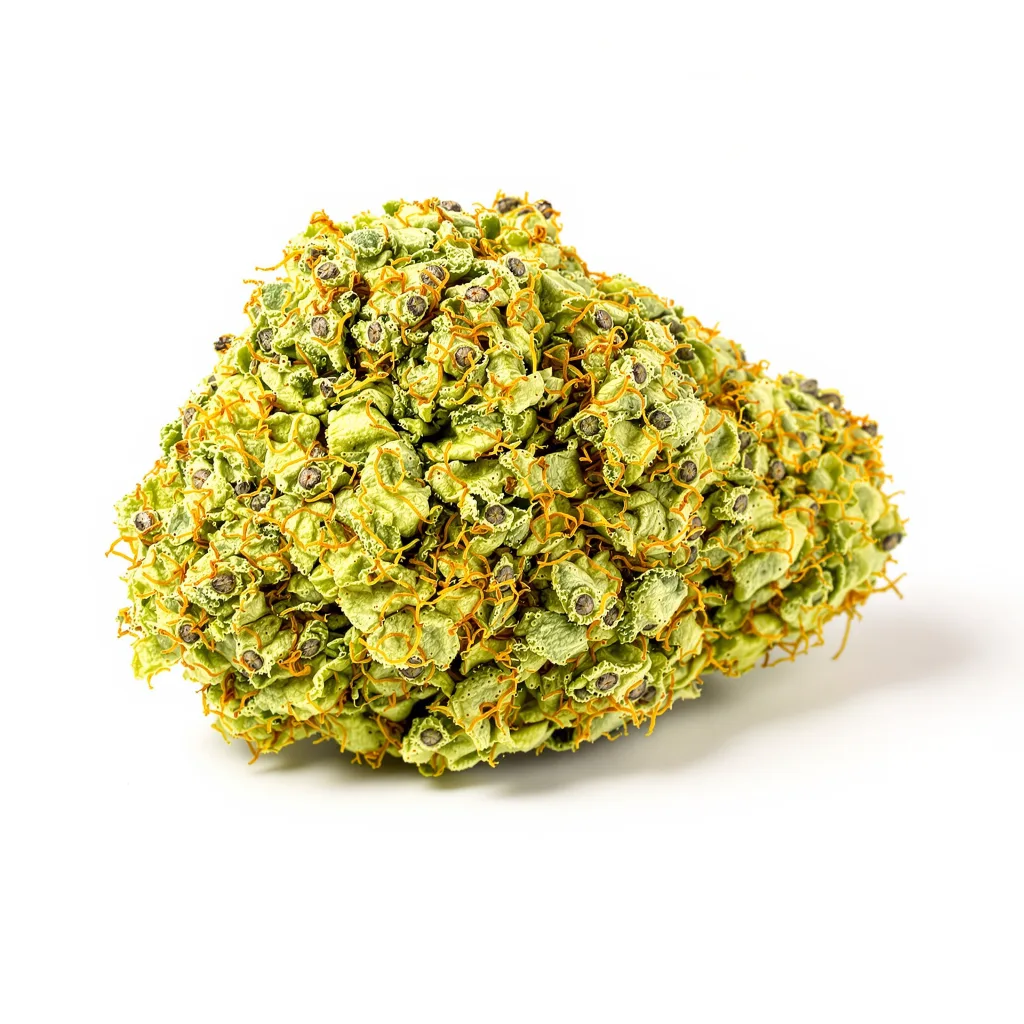 Dance World 20% indica / 80% sativa flower with visible trichomes