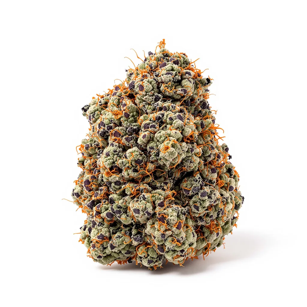 Dank Schrader 82% indica / 18% sativa flower with visible trichomes