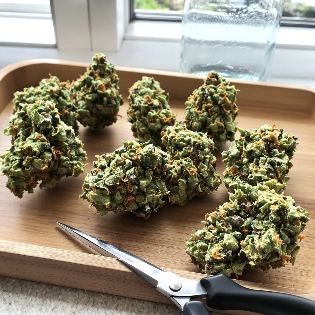 Dank Sinatra 52% indica / 48% sativa flower with visible trichomes