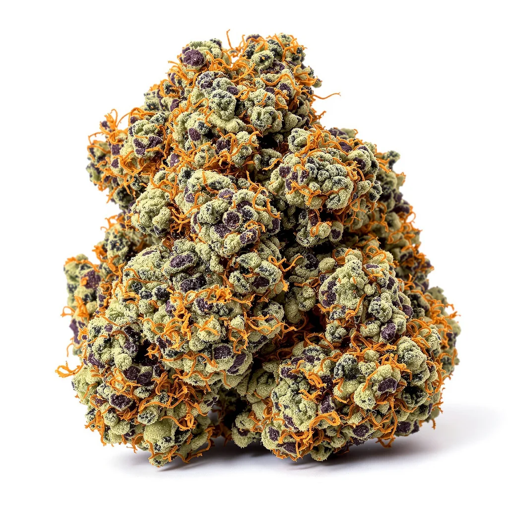 Dark Side of the Moon 86% indica / 14% sativa flower with visible trichomes