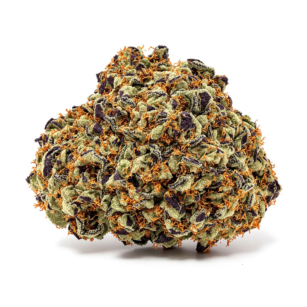 Dark Side of the Moon 86% indica / 14% sativa flower with visible trichomes