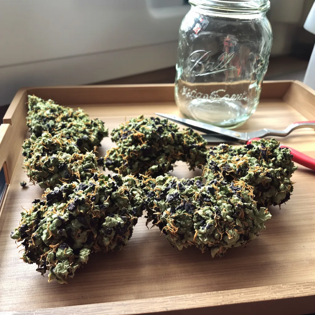 Darth Vader OG 75% indica / 25% sativa flower with visible trichomes