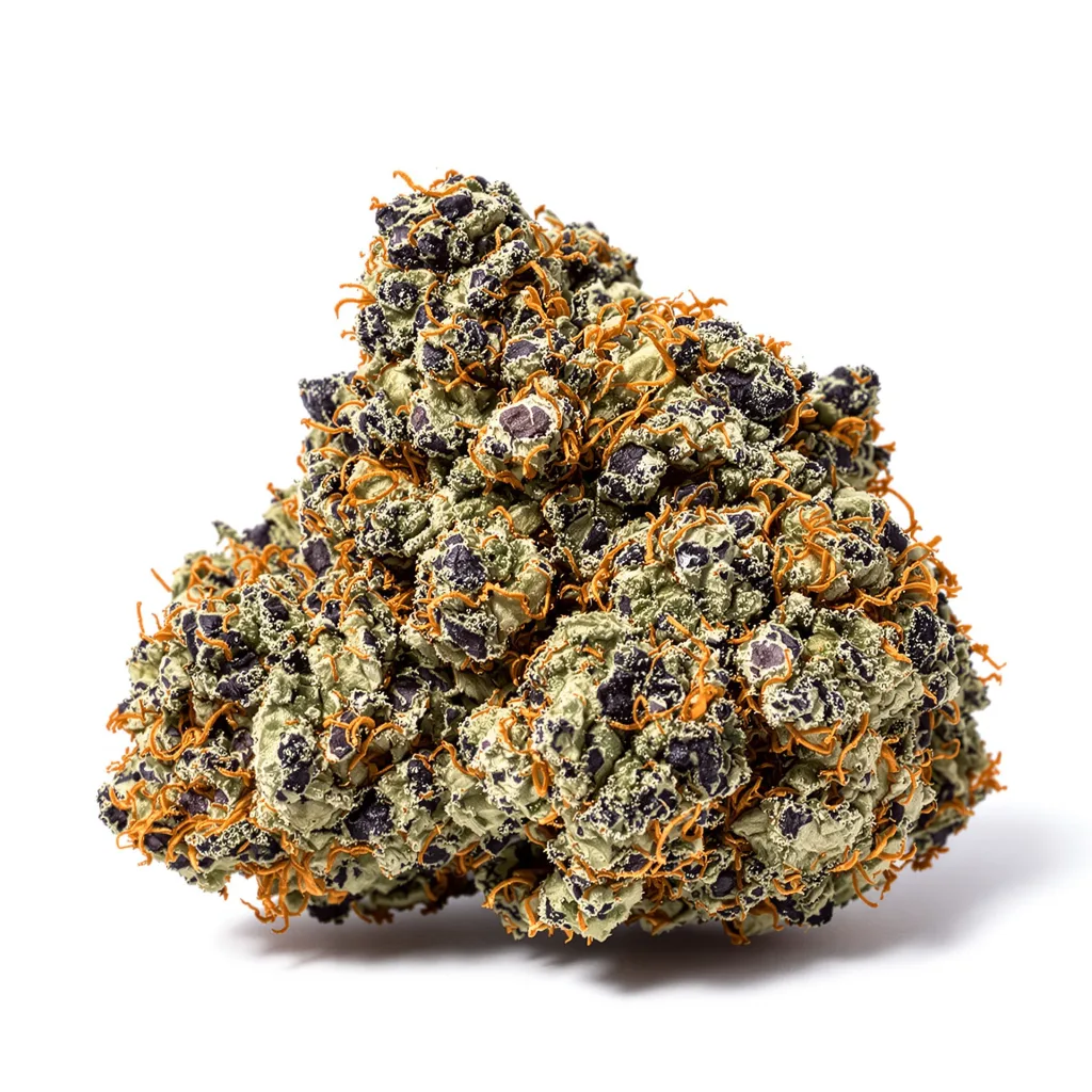 Dawgfather OG 88% indica / 12% sativa flower with visible trichomes
