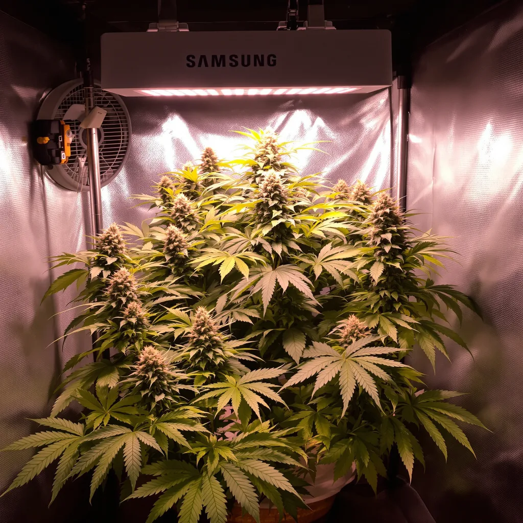 DJ Short Blueberry cannabis plant in flowering stage — 90-130 cm feminised