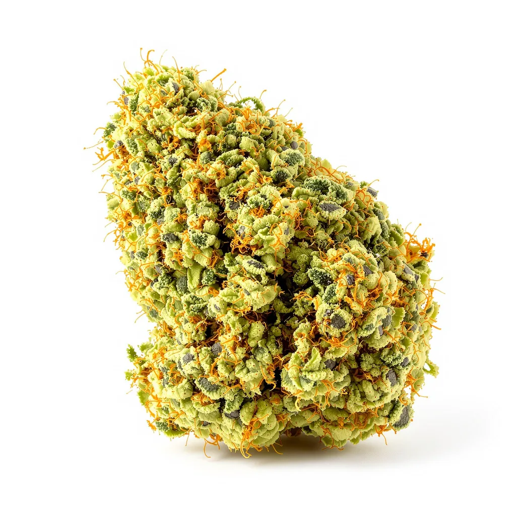Domino 12% indica / 88% sativa flower with visible trichomes