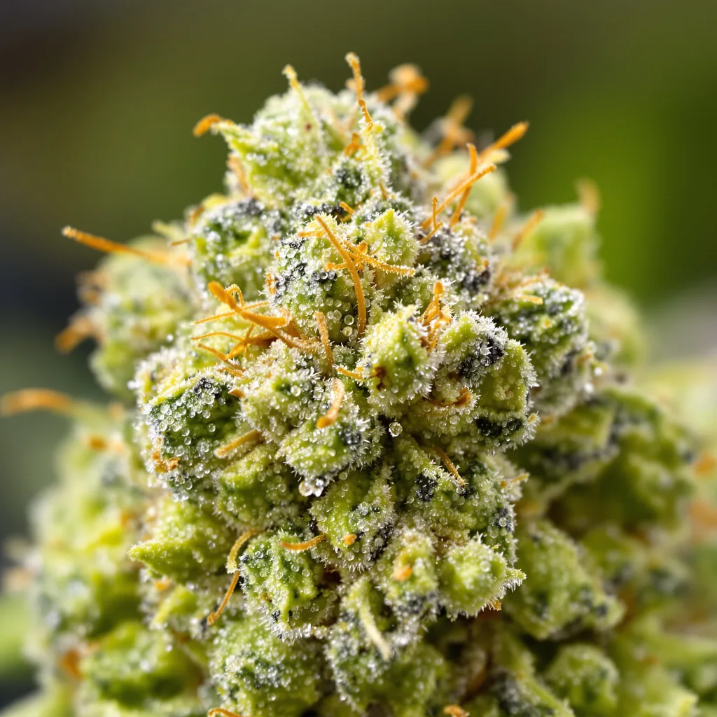 Doobiebird Daydream cannabis bud close-up showing lime-green airy structure