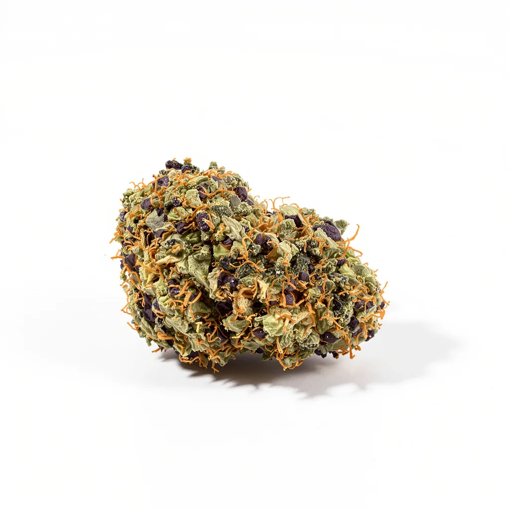 Dosi Punch 86% indica / 14% sativa flower with visible trichomes