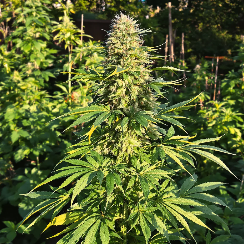 Double Purple Doja 68% indica / 32% sativa flower with visible trichomes
