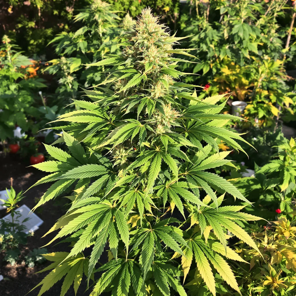 Double Tangie Banana 78% indica / 22% sativa flower with visible trichomes