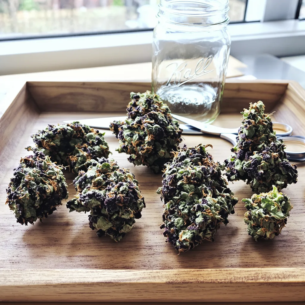 Dream Berry 78% indica / 22% sativa flower with visible trichomes