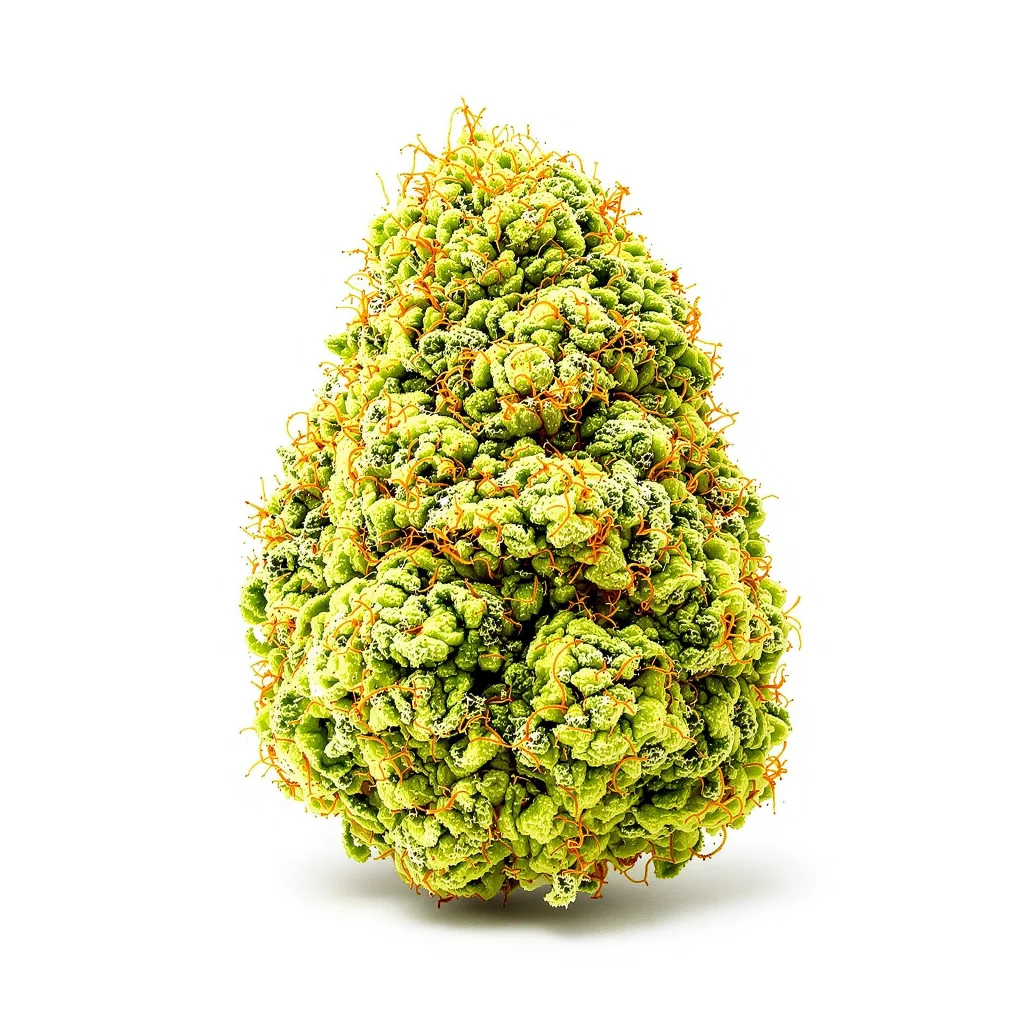 Durban Poison 50% indica / 90% sativa flower with visible trichomes