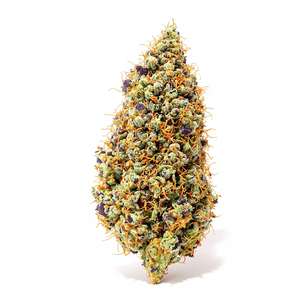 Durga Mata 77% indica / 23% sativa flower with visible trichomes