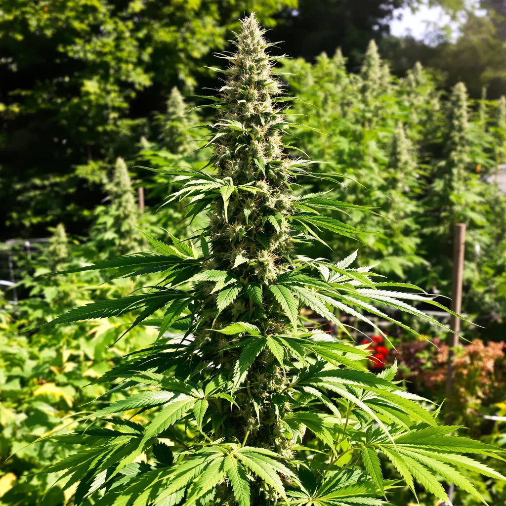 Dutch Hawaiian 12% indica / 88% sativa flower with visible trichomes