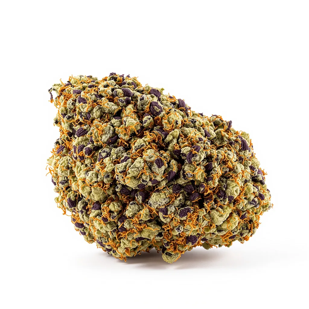 Dutch Treat 68% indica / 32% sativa flower with visible trichomes