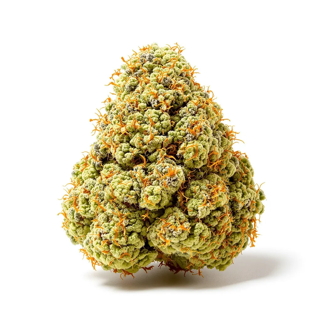 Dynamite Diesel 19% indica / 81% sativa flower with visible trichomes
