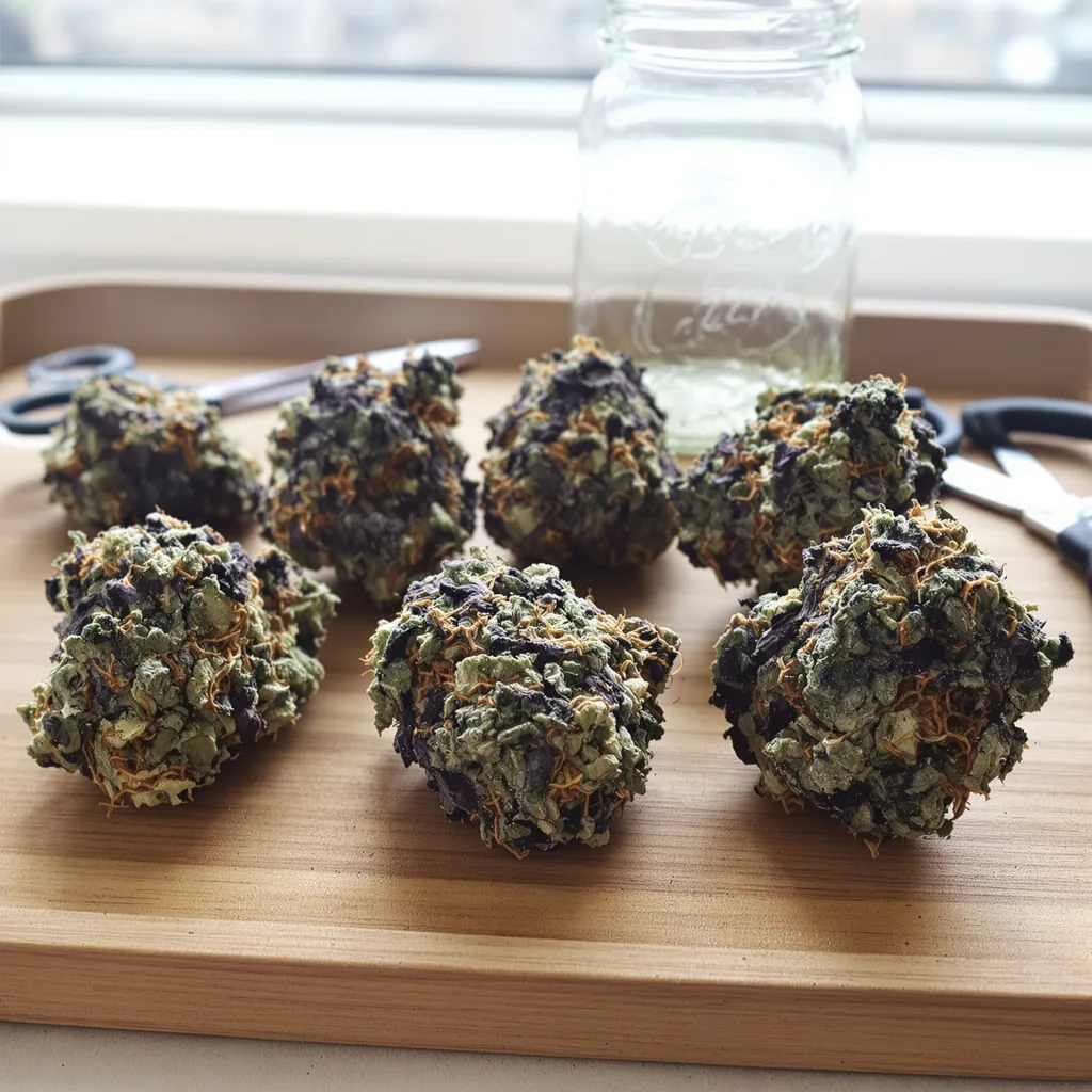 El Chapo OG 87% indica / 13% sativa flower with visible trichomes