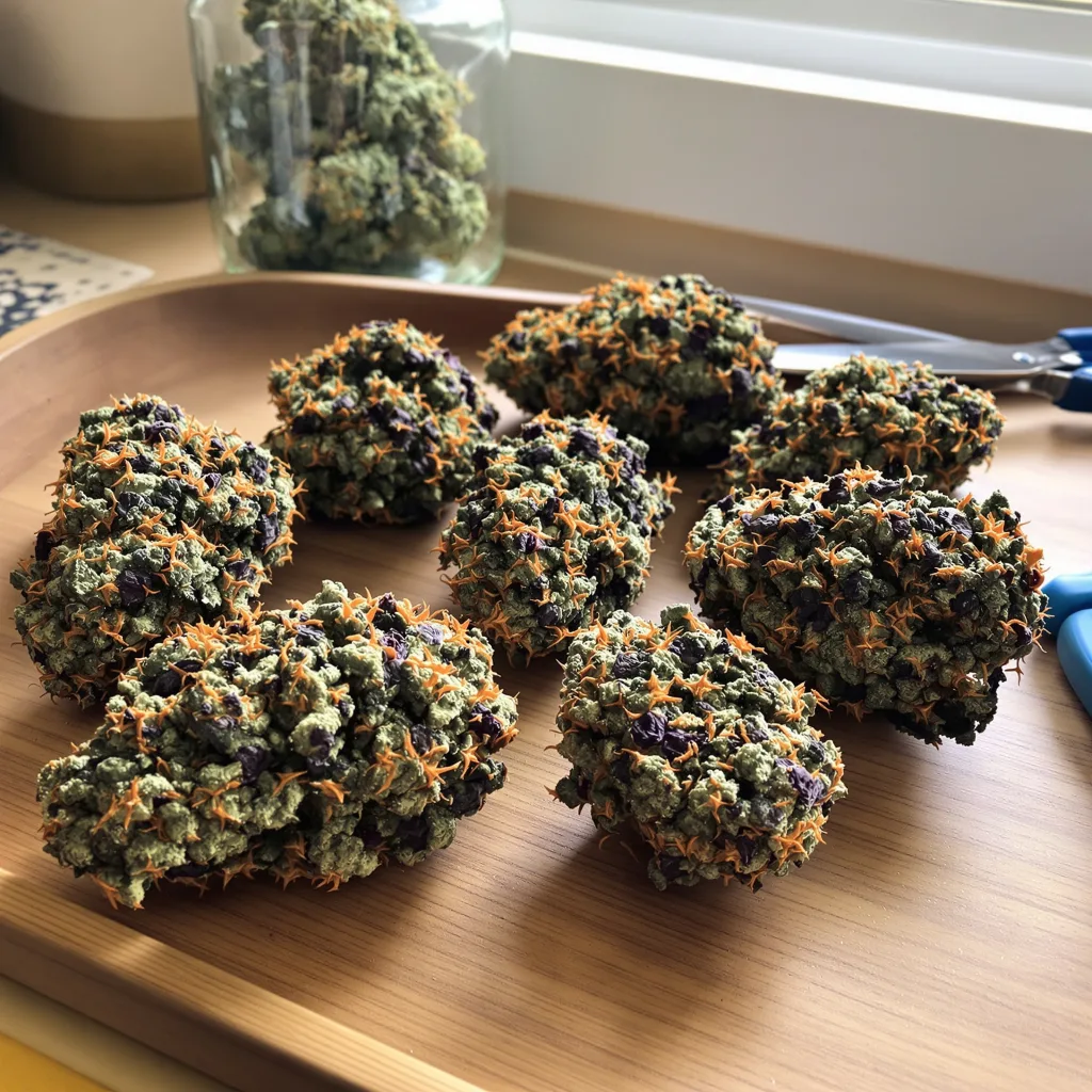 Enemy of the State 85% indica / 15% sativa flower with visible trichomes