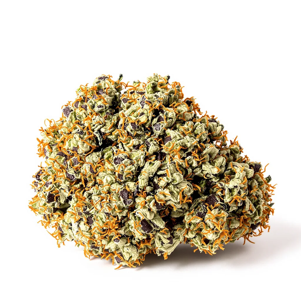 Enemy of the State 85% indica / 15% sativa flower with visible trichomes
