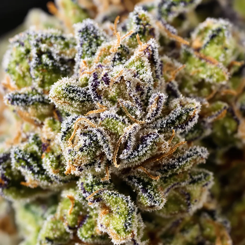 Euphoria Cookies cannabis bud close-up showing open-bud structure with orange pistils