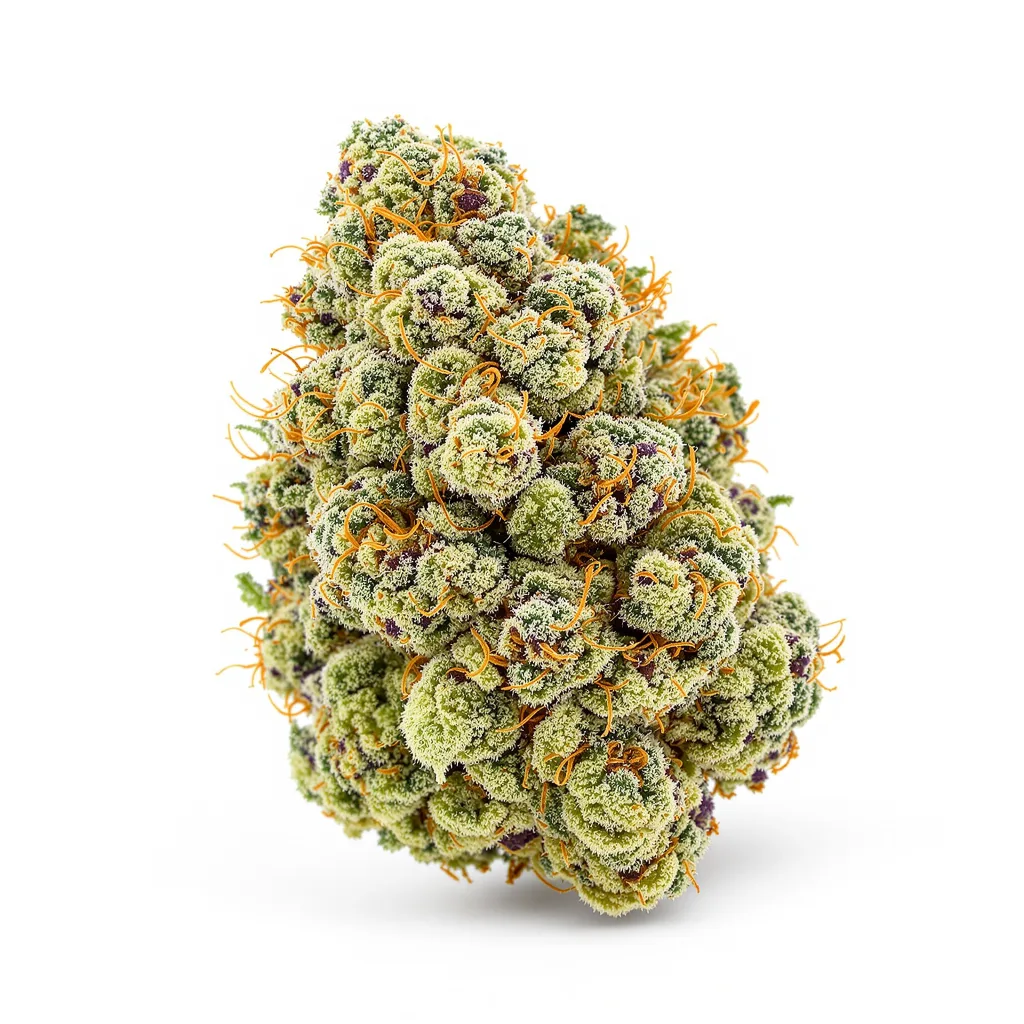French Toast 61% indica / 39% sativa flower with visible trichomes