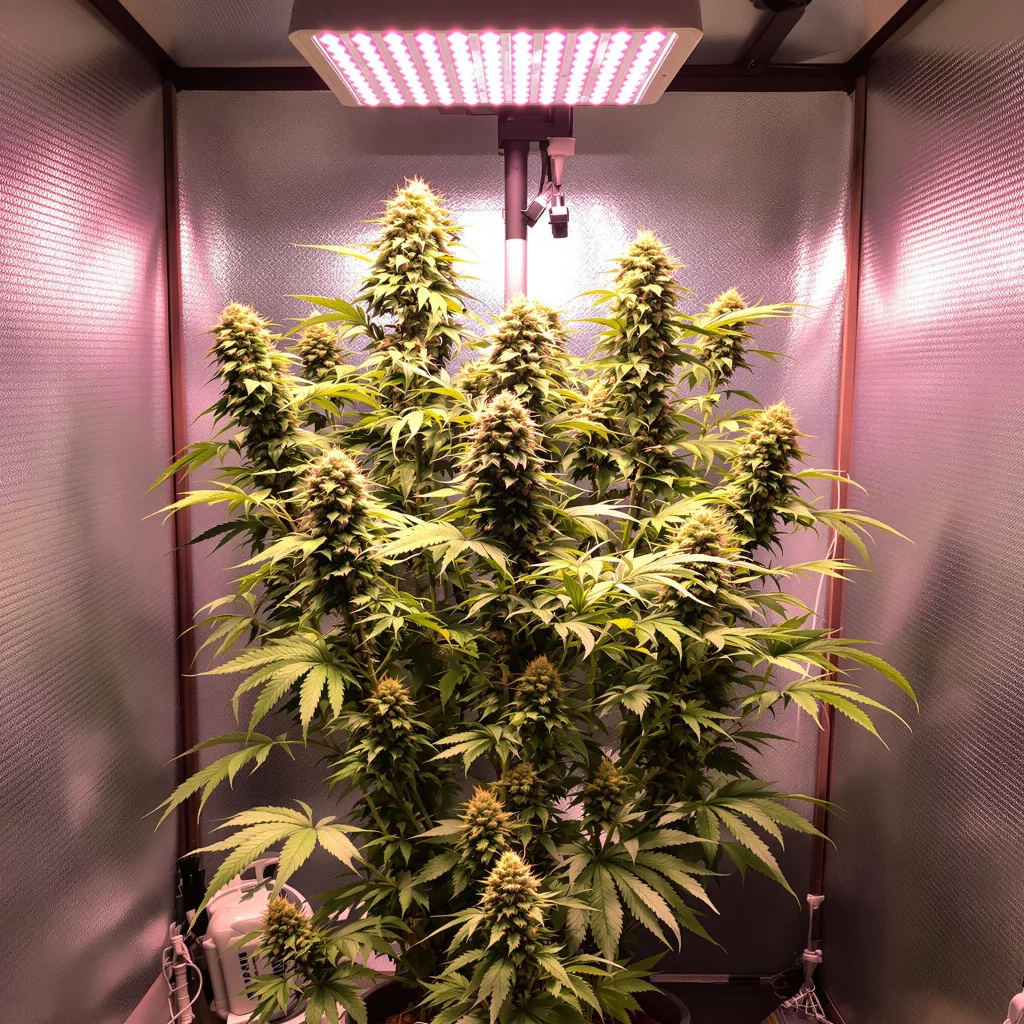 Frosty cannabis plant in flowering stage — 120-180 cm feminised