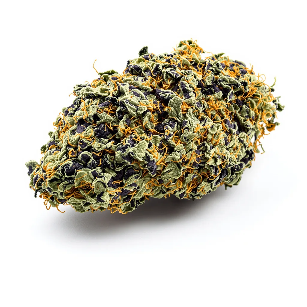 Fruity Widow 72% indica / 28% sativa flower with visible trichomes