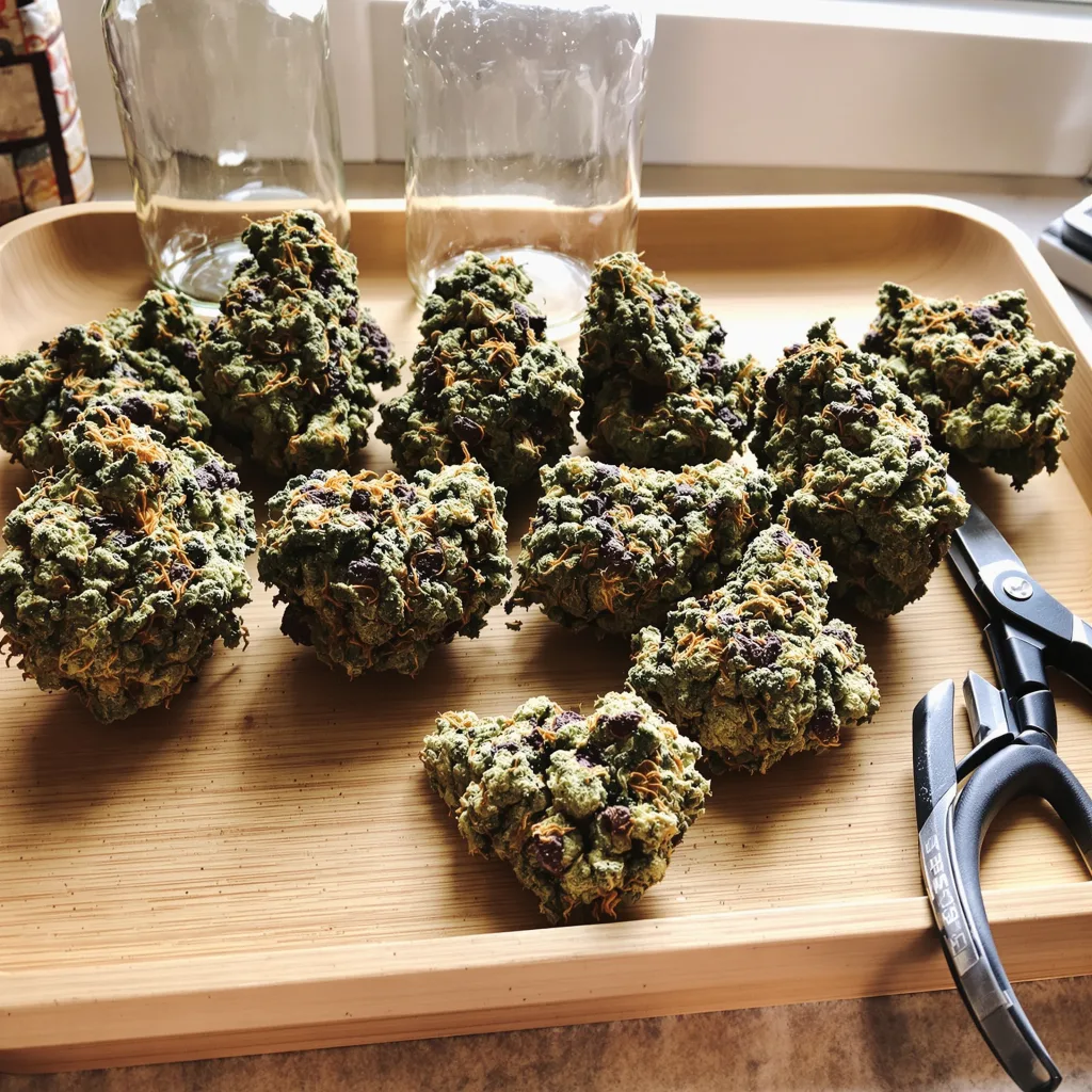 Fucking Incredible 66% indica / 34% sativa flower with visible trichomes