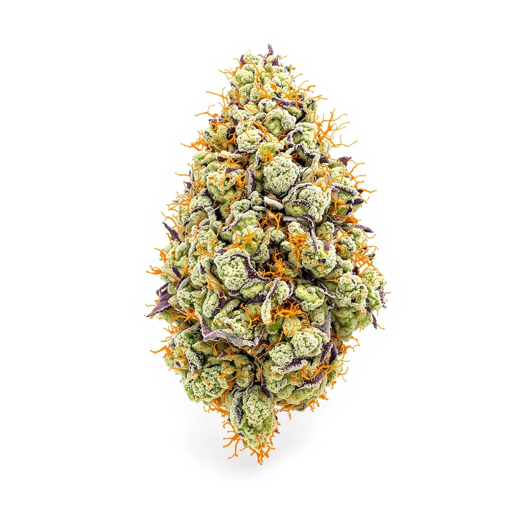 Garlic Bud 45% indica / 55% sativa flower with visible trichomes