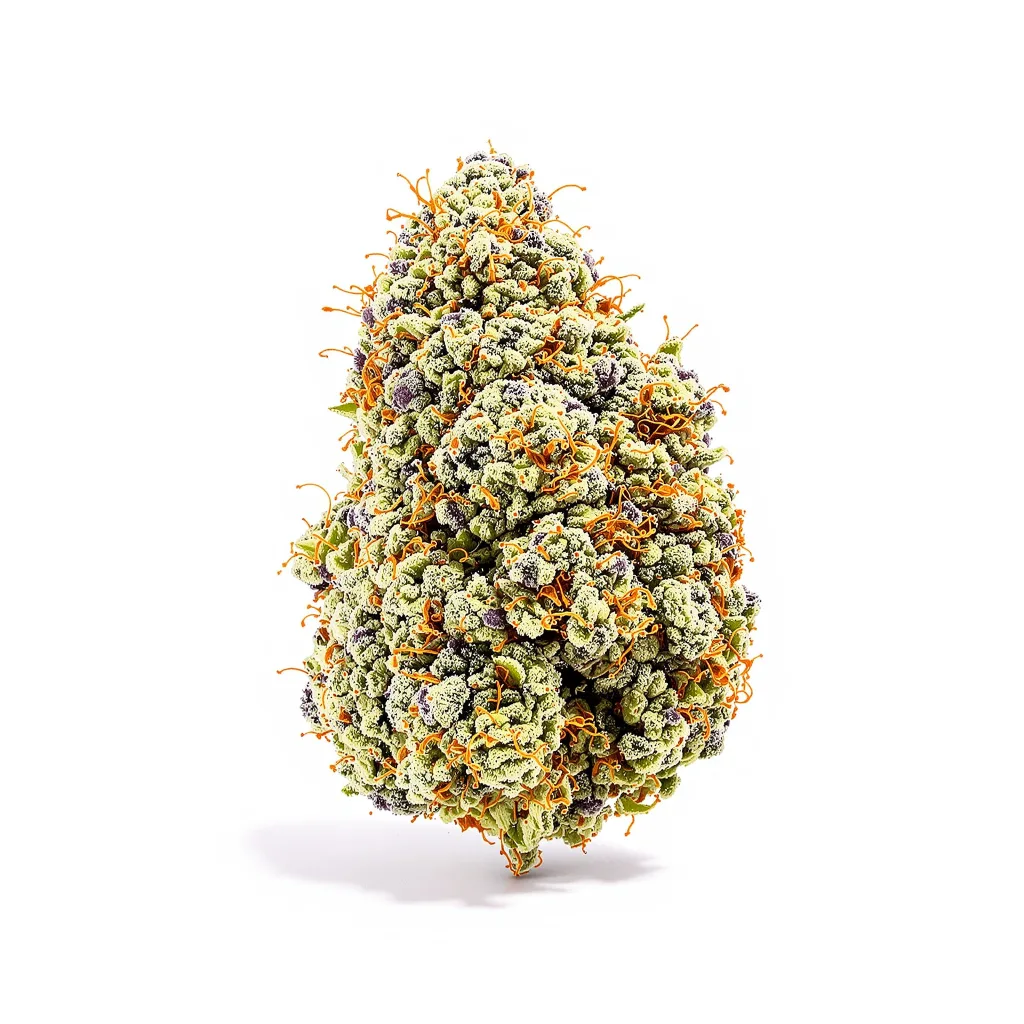 Gelato 44 36% indica / 64% sativa flower with visible trichomes