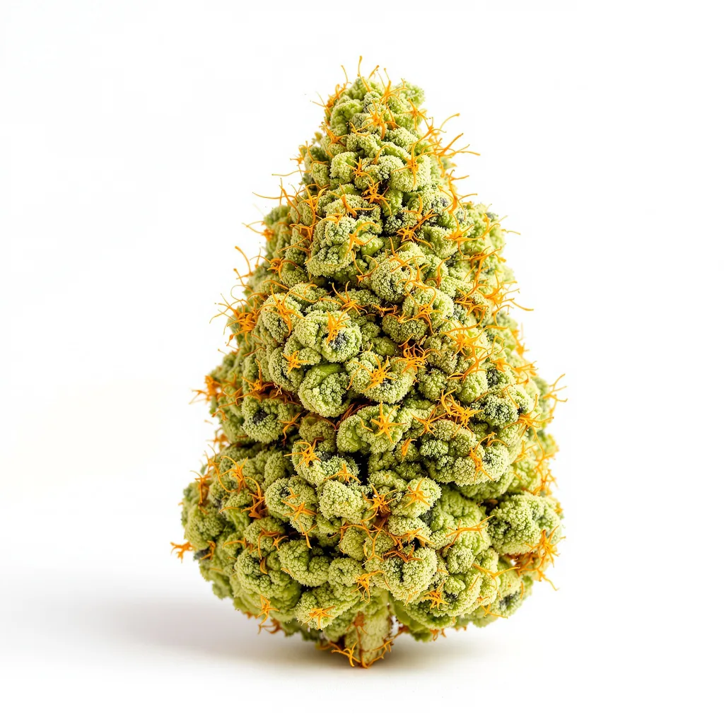 Gelato Cake 6% indica / 94% sativa flower with visible trichomes