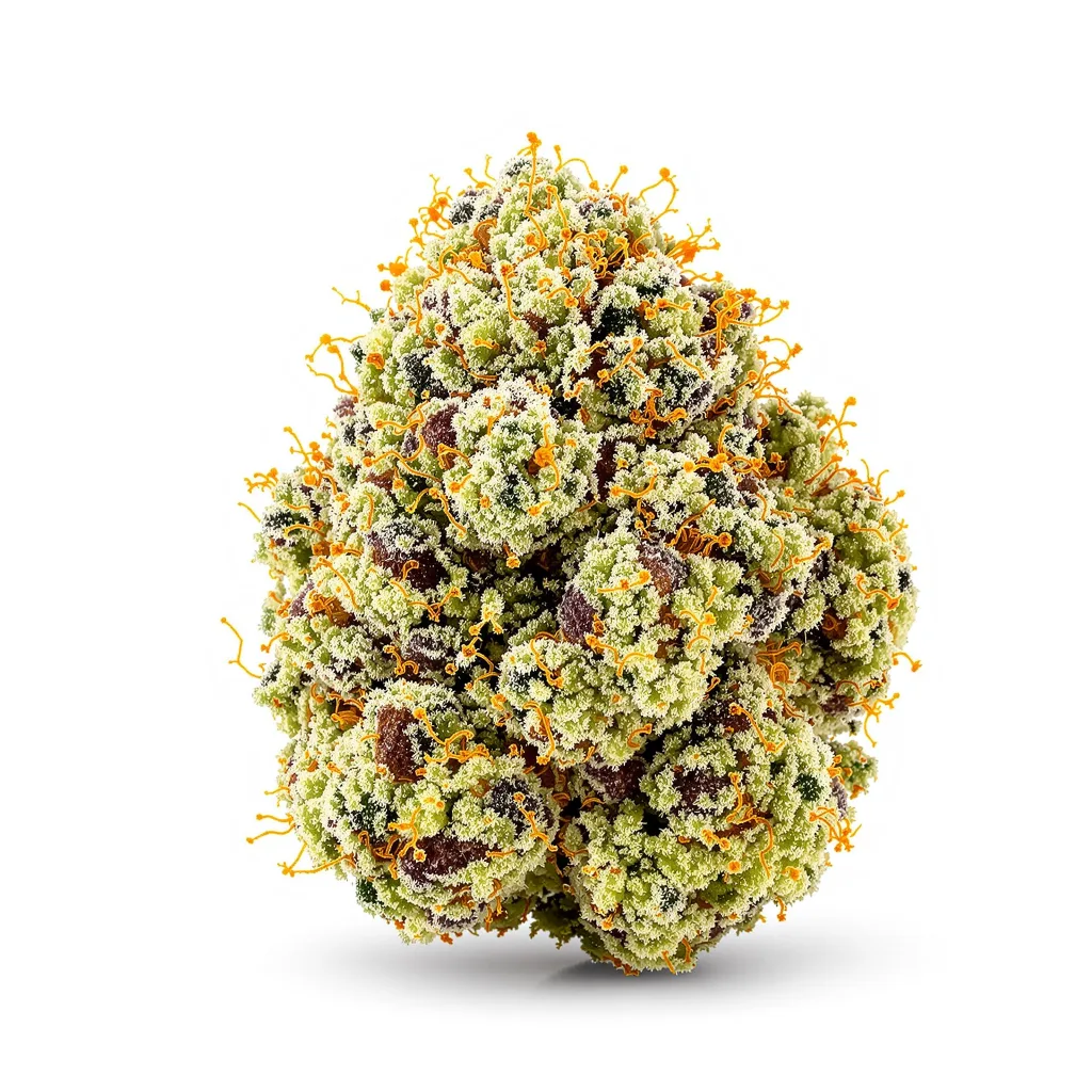 Georgia Pie 50% indica / 50% sativa flower with visible trichomes