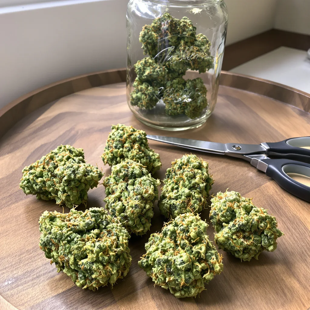 Ghost Train Haze 20% indica / 80% sativa flower with visible trichomes