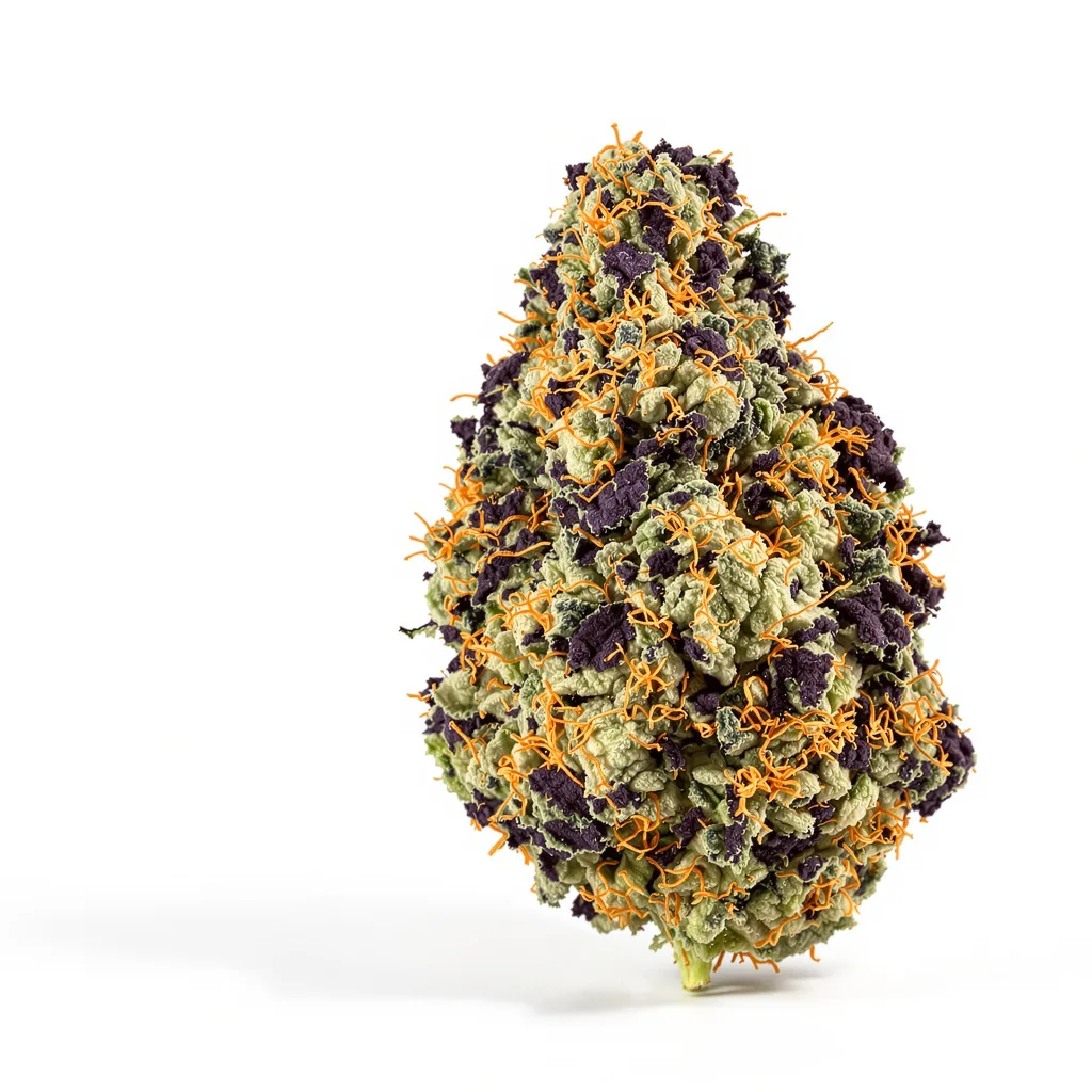 GMO Cookies 80% indica / 20% sativa flower with visible trichomes