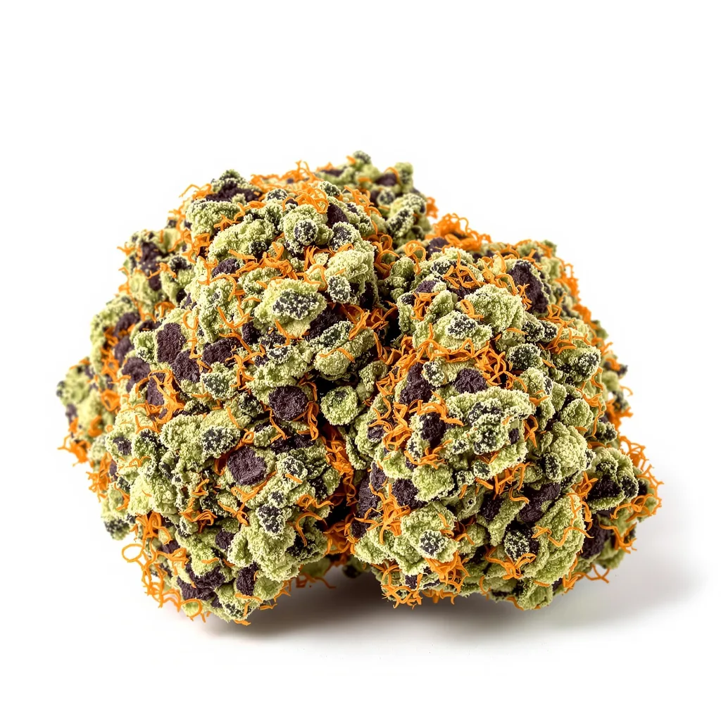 Gobbilygoo 68% indica / 32% sativa flower with visible trichomes