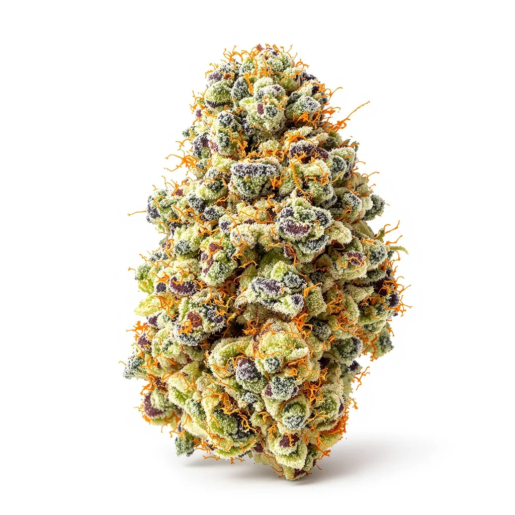 Gobbstopper 35% indica / 65% sativa flower with visible trichomes