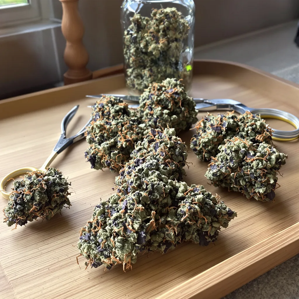 God's Gift 90% indica / 10% sativa flower with visible trichomes