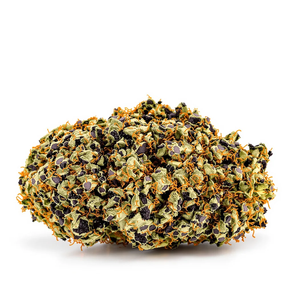 God's Gift 90% indica / 10% sativa flower with visible trichomes