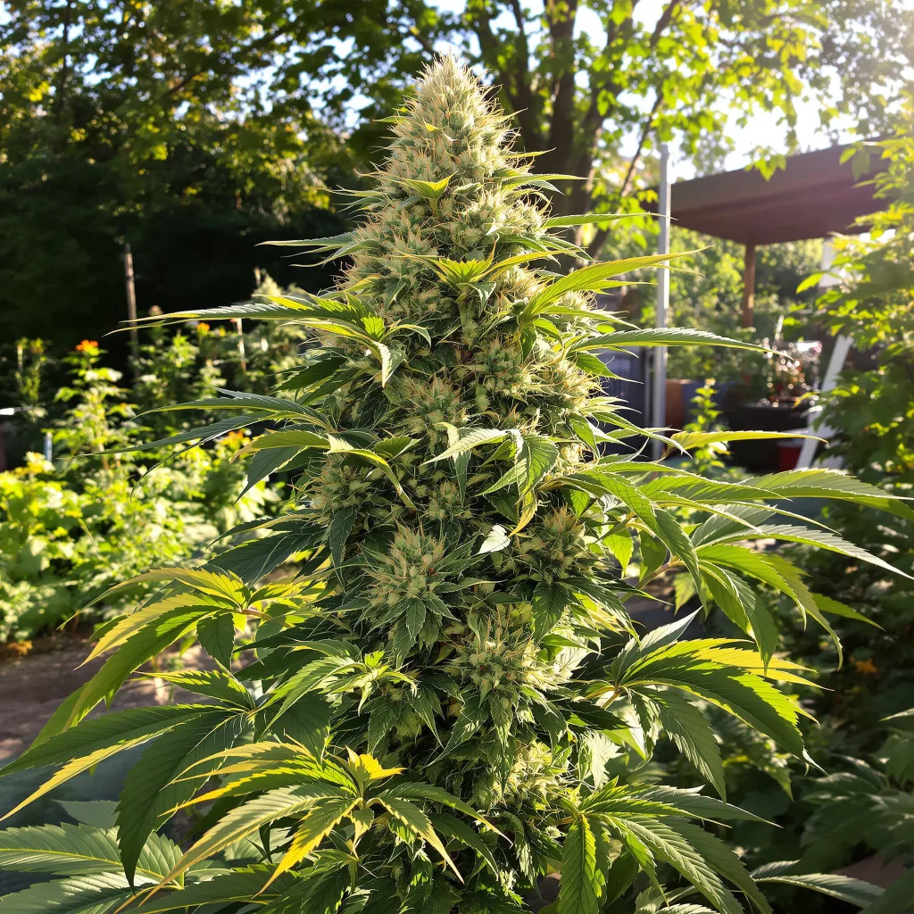 God's Green Crack 50% indica / 40% sativa flower with visible trichomes