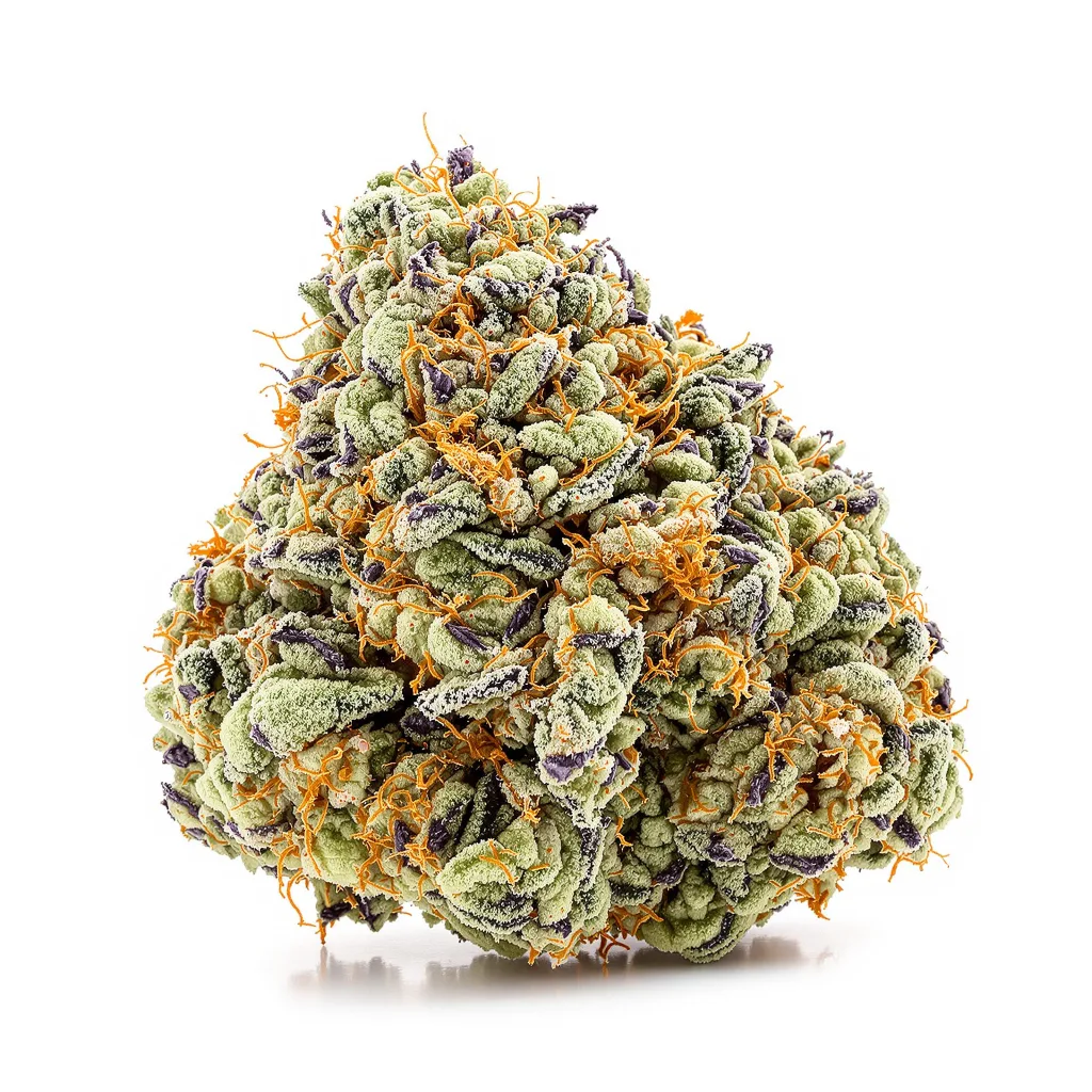 Godfather OG 60% indica / 40% sativa flower with visible trichomes